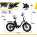 Bicicleta Eléctrica Plegable, Batería De Lones De Litio De 48V 18Ah 