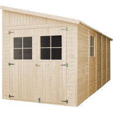 Cobertizo de Madera para jardín 10.1m2 con Pared Lateral con Suelo 