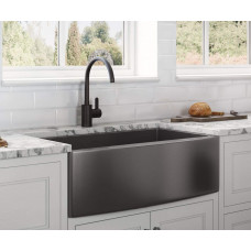 Ruvati - Fregadero de cocina con delantal, acero inoxidable mate, color negro Ruvati - Fregadero de cocina con delantal, acero inoxidable mate, color negro