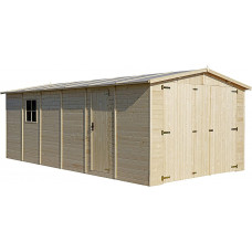 TIMBELA M102 Garaje Exterior de Madera - Garaje de Pino/Abeto, construcción de Paneles - H222 x 616 x 324 cm / 18 m2 TIMBELA M102 Garaje Exterior de Madera - Garaje de Pino/Abeto, construcción de Paneles - H222 x 616 x 324 cm / 18 m2